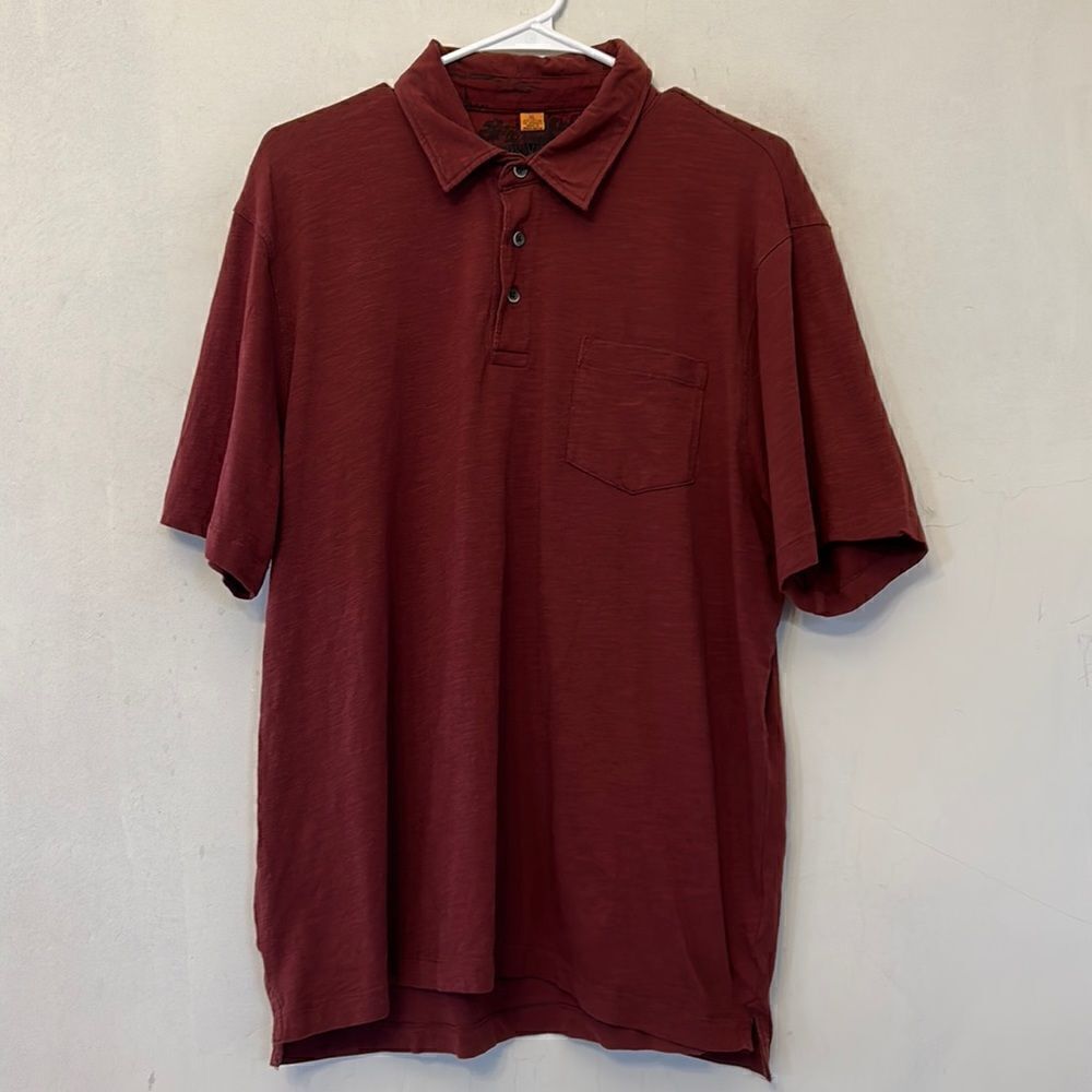 Tailor Vintage burgundy short sleeve collared shirt Size XL EUC